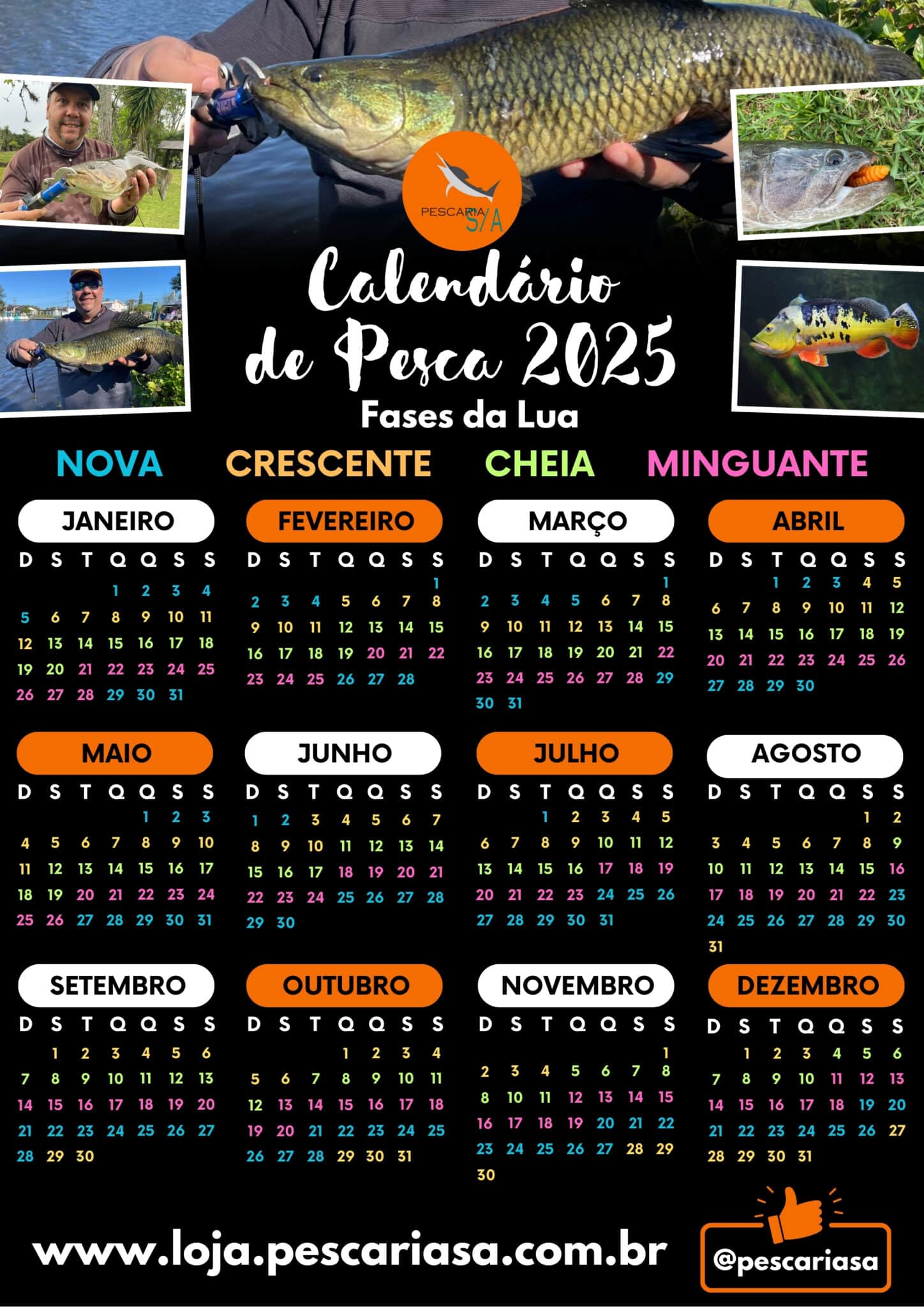 Calendário Lunar de Pesca 2025 para Download e Impressão Grátis ...