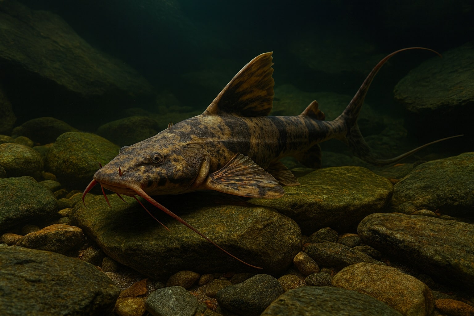 Bagre Protos (Bagarius protos) é o “bagre ancestral” da Ásia. Descoberto na China e em Mianmar, revela segredos evolutivos dos bagres.