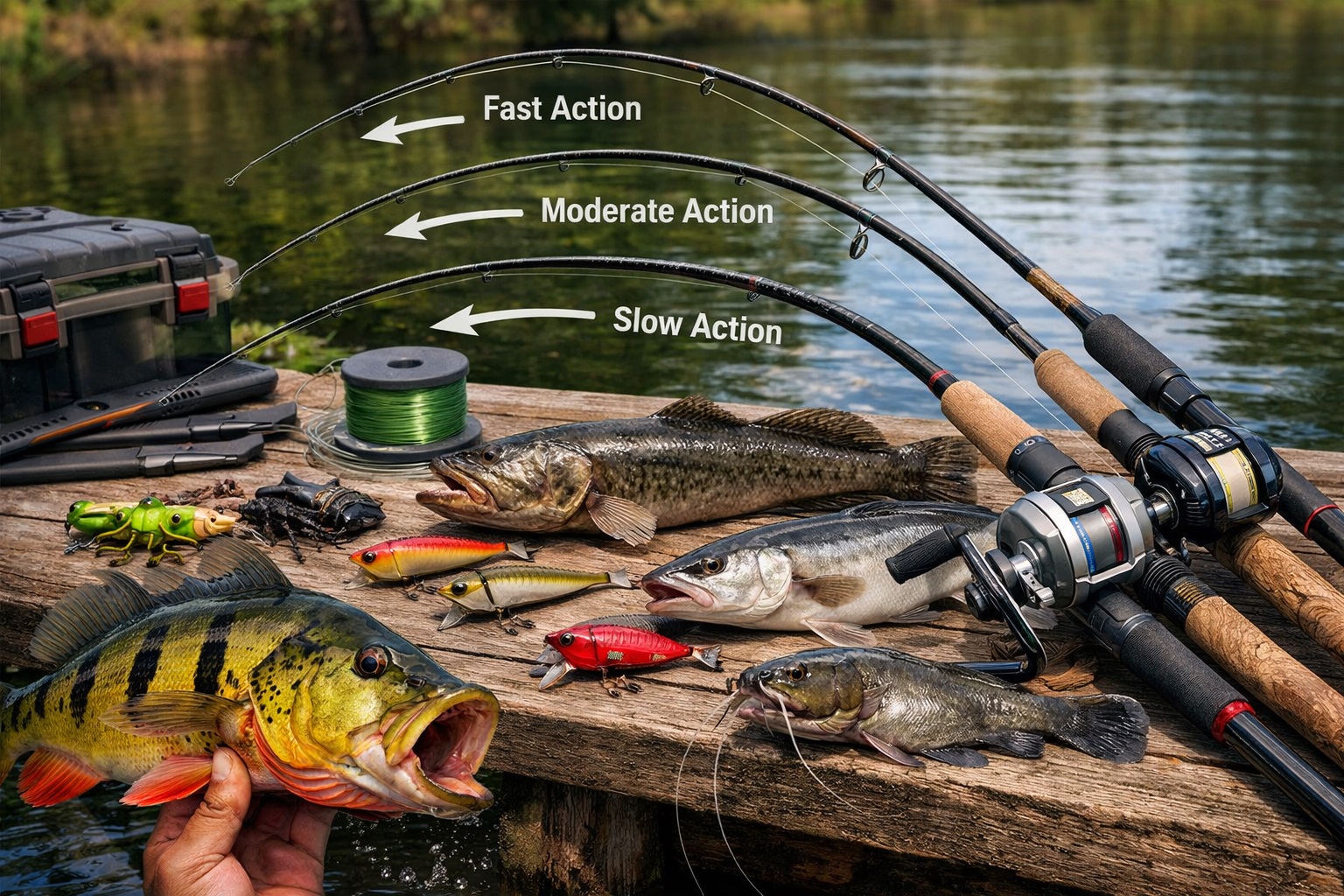 Entenda o que é ação da vara de pesca e evite erros ao escolher o modelo ideal para tucunaré, traíra, robalo, black bass e UL.