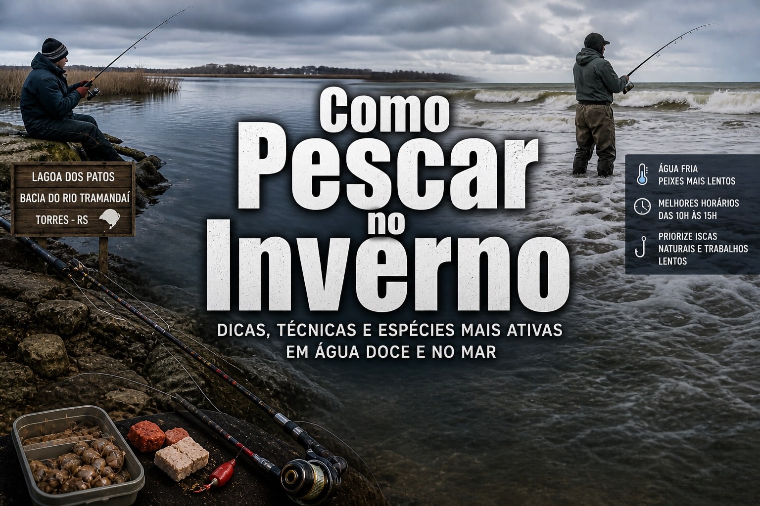 Como pescar no inverno com eficiência: técnicas, dicas e espécies mais ativas em água doce e no mar para garantir boas pescarias no frio.