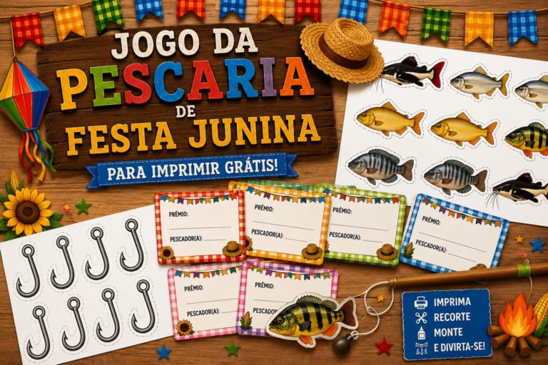 Jogo da Pescaria de Festa Junina para Imprimir Grátis - Pescaria S/A